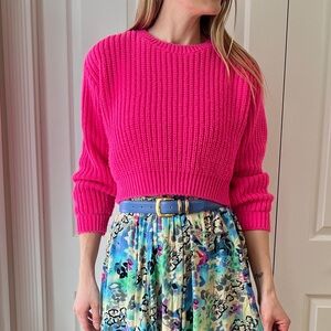 Glamorous Hot Pink cropped knit sweater